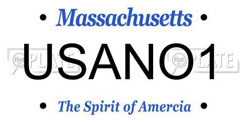 USANO1 Massachusetts License Plate