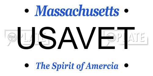 USAVET Massachusetts License Plate
