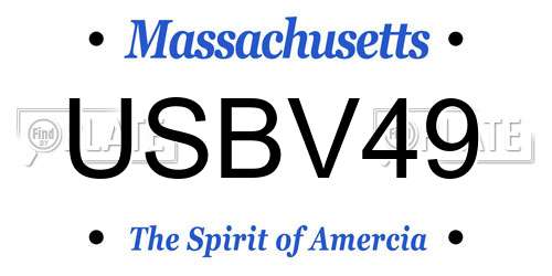 USBV49 Massachusetts License Plate