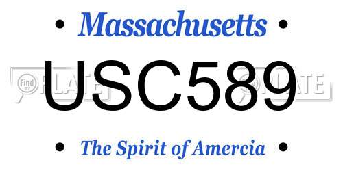 USC589 Massachusetts License Plate