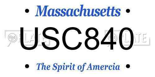 USC840 Massachusetts License Plate