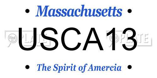 USCA13 Massachusetts License Plate