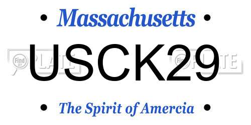 USCK29 Massachusetts License Plate
