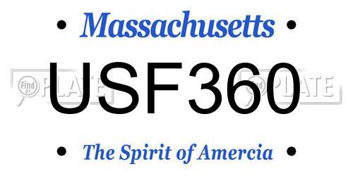USF360 Massachusetts License Plate