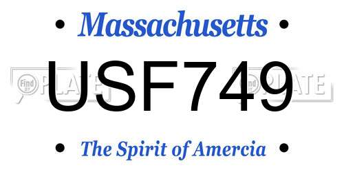 USF749 Massachusetts License Plate