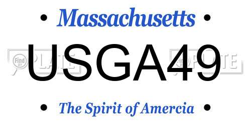USGA49 Massachusetts License Plate