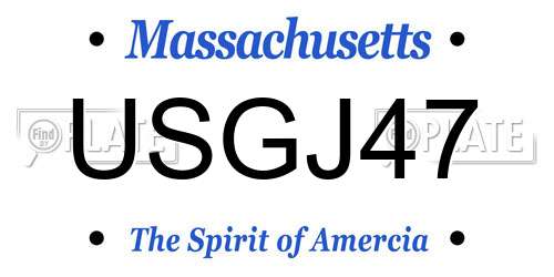 USGJ47 Massachusetts License Plate