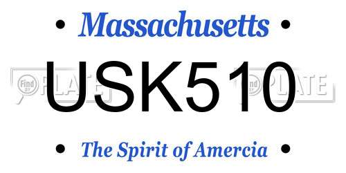 USK510 Massachusetts License Plate