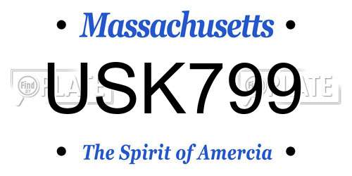 USK799 Massachusetts License Plate