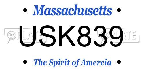 USK839 Massachusetts License Plate