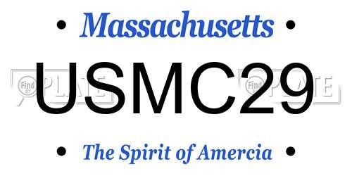 USMC29 Massachusetts License Plate