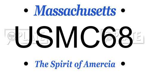USMC68 Massachusetts License Plate