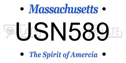USN589 Massachusetts License Plate