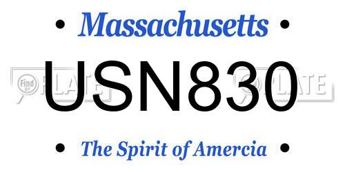 USN830 Massachusetts License Plate