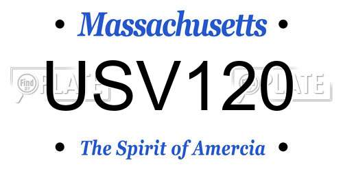 USV120 Massachusetts License Plate
