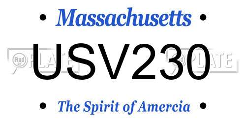 USV230 Massachusetts License Plate