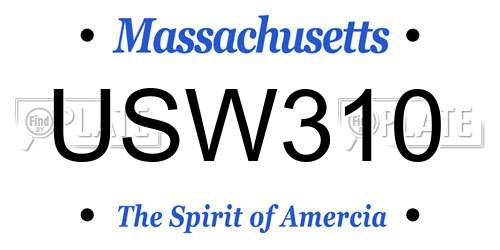 USW310 Massachusetts License Plate