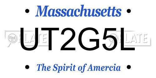 UT2G5L Massachusetts License Plate