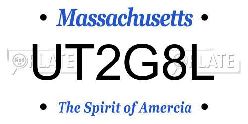 UT2G8L Massachusetts License Plate