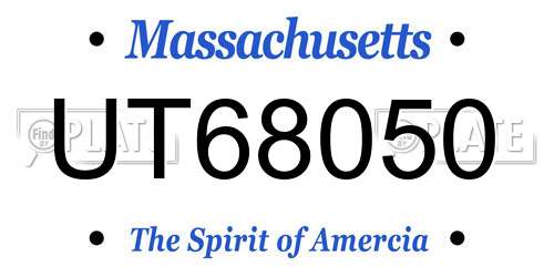 UT68050 Massachusetts License Plate