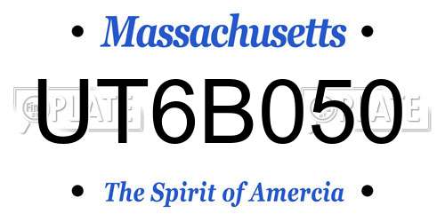 UT6B050 Massachusetts License Plate