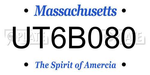 UT6B080 Massachusetts License Plate