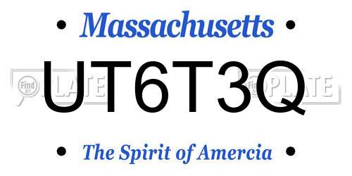UT6T3Q Massachusetts License Plate