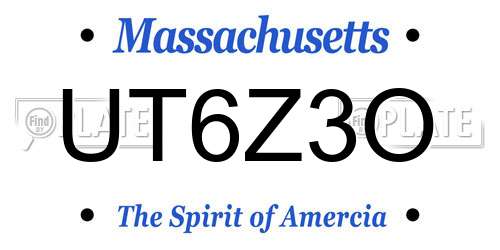 UT6Z3O Massachusetts License Plate