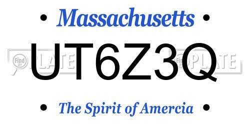 UT6Z3Q Massachusetts License Plate