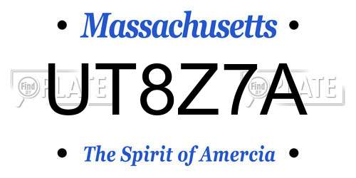 UT8Z7A Massachusetts License Plate