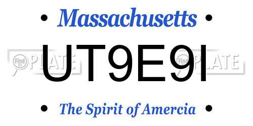 UT9E9I Massachusetts License Plate