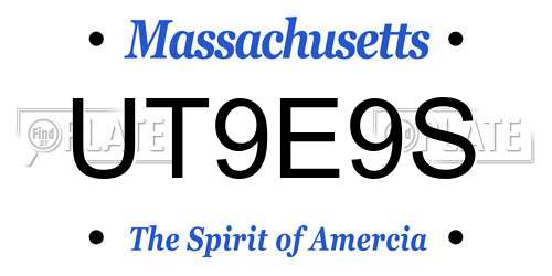 UT9E9S Massachusetts License Plate