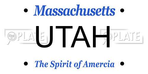UTAH Massachusetts License Plate