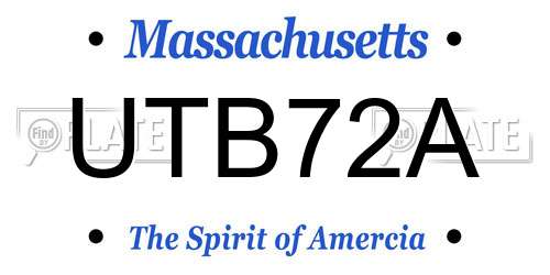 UTB72A Massachusetts License Plate
