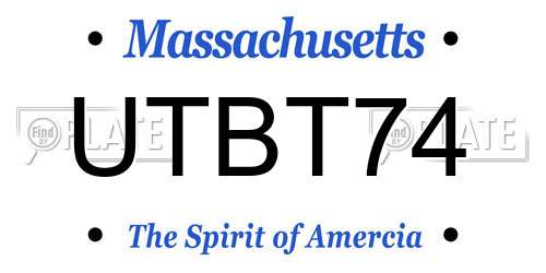 UTBT74 Massachusetts License Plate
