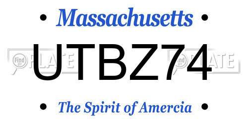 UTBZ74 Massachusetts License Plate