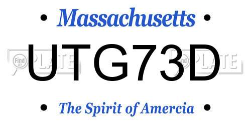UTG73D Massachusetts License Plate