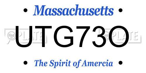 UTG73O Massachusetts License Plate