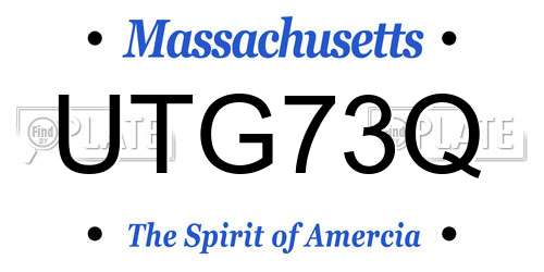 UTG73Q Massachusetts License Plate