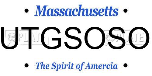 UTGSOSO Massachusetts License Plate