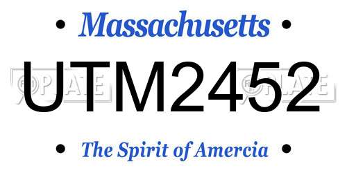 UTM2452 Massachusetts License Plate