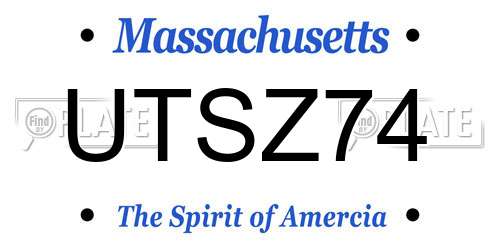 UTSZ74 Massachusetts License Plate