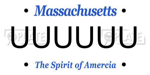 UUUUUU Massachusetts License Plate