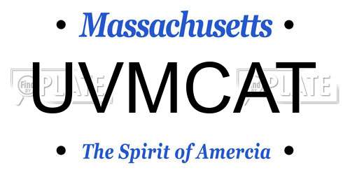 UVMCAT Massachusetts License Plate