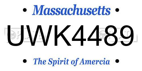UWK4489 Massachusetts License Plate
