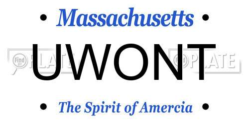 UWONT Massachusetts License Plate