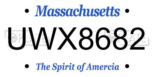 UWX8682 Massachusetts License Plate