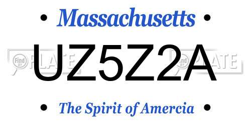 UZ5Z2A Massachusetts License Plate