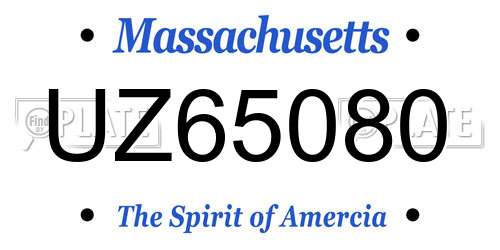 UZ65080 Massachusetts License Plate
