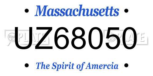UZ68050 Massachusetts License Plate